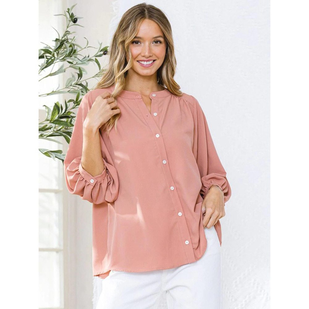 Blush Button Down Blouse Relaxed Fit Lightweight Top Size Small
